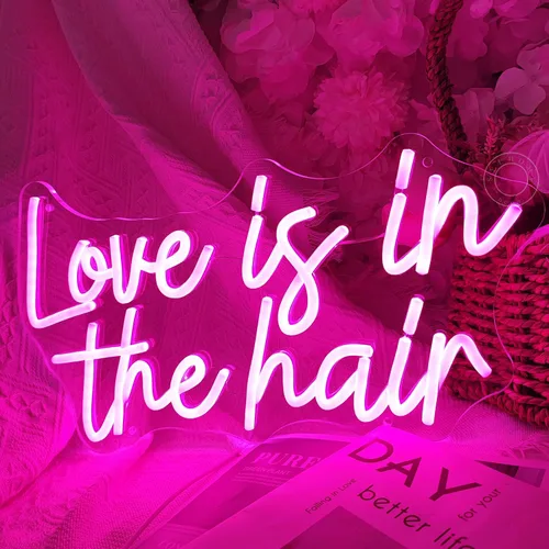 Miniatura 5 de SYLHOME Letrero de luz LED de neón con texto en inglés «Love Is In The Hair» para peluquería, peluquería, peluquería, peluquería, estudio