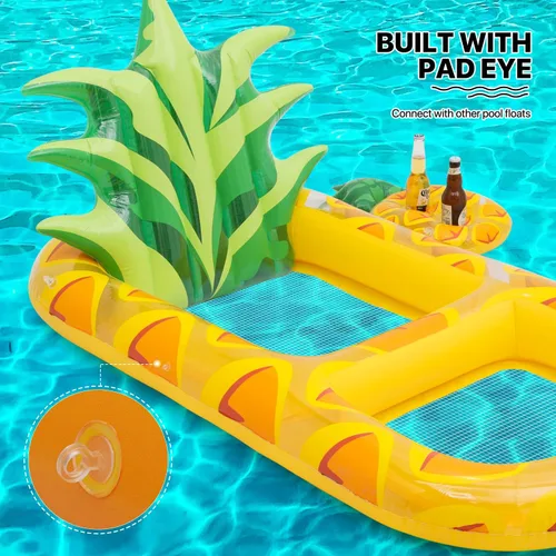 Miniatura 6 de MoNiBloom Flotadores inflables 2 en 1 para piscina para adultos, flotadores gigantes de piscina con portavasos desmontable, tumbona de agua