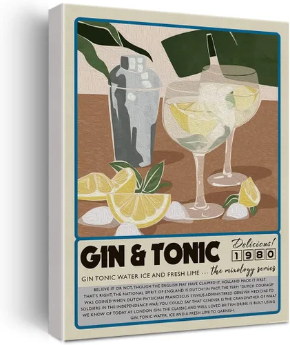 Miniatura 9 de Divertida impresión en lienzo de cóctel para decoración de pared de tequila, 12 x 15 pulgadas, decoración moderna para el hogar, cocina, bar