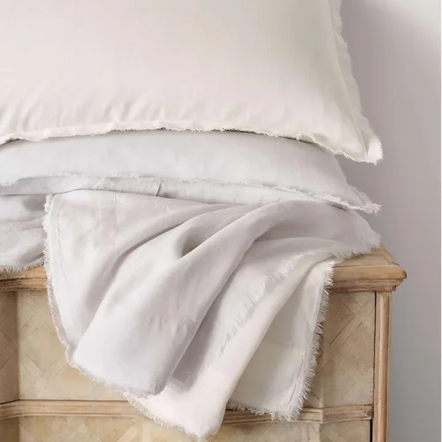 Miniatura 5 de Pine Cone Hill Faye Linen Dove - Funda de edredón blanca, tamaño europeo, patrón sólido neutro/blanco Dove White
