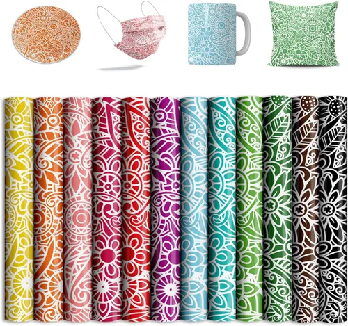 Miniatura 22 de Hojas de transferencia de sublimación para vasos, camisetas en blanco, papel de transferencia de sublimación con purpurina azul para máquina