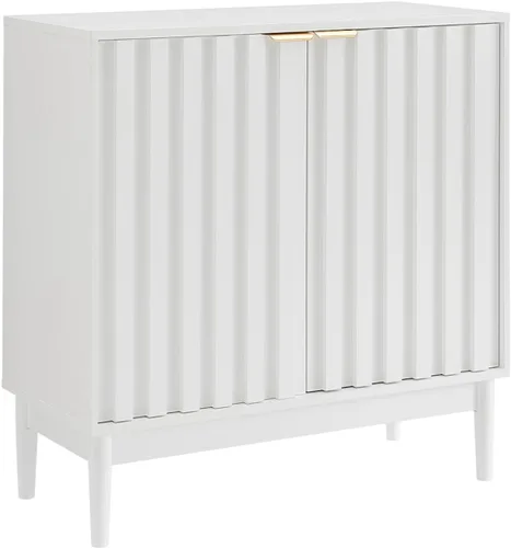 Aparador con almacenamiento – 2 puertas acanaladas, 31.5 in de ancho, 32.7 in de alto, estante ajustable – Acento de credenza de buffet acanalado,