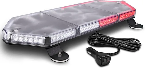 Miniatura 21 de NanoFlare NFMB56 Mini Barra de Luz Estroboscópica LED Roja Blanca de 17" 12V 56W [Clase SAE 1] [Imán/Montaje Permanente] Barra de Luz de Baliza