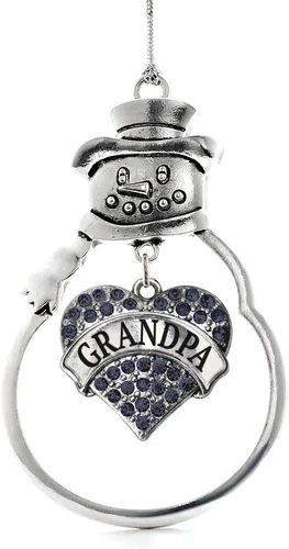 Miniatura 70 de Inspired Silver - Fuerza Aérea - Adorno de Navidad plateado - Adorno de árbol de Navidad con colgante de corazón azul con circonita cúbica