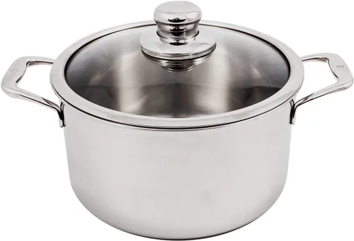 Swiss Diamond Horno holandés de acero inoxidable de 5 capas de 6.7 cuartos de galón con tapa incluida y acabado exterior satinado, olla de sopa