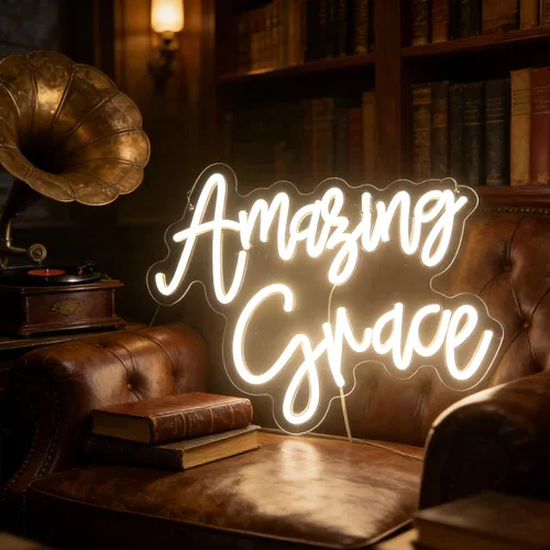 Miniatura 3 de Amazing Grace - Letrero decorativo de neón para decoración de escritorio, regalo para esposa, marido, regalos de boda cristiana, letrero