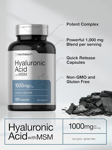 Miniatura 8 de Horbäach Ácido hialurónico con MSM 1000 mg 120 cápsulas Suplemento sin OMG y sin gluten Fórmula biodisponible