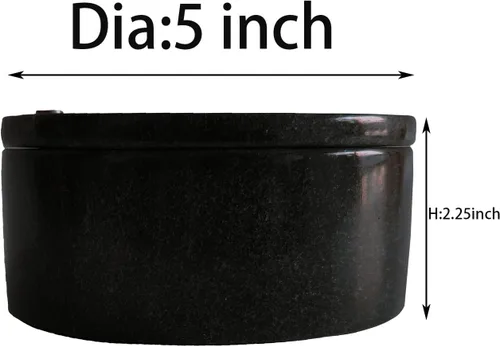 Miniatura 2 de Kerixi Bodega de sal de mármol y caja de almacenamiento con dos compartimentos, caja de sal con tapa giratoria para almacenar especias (negro)