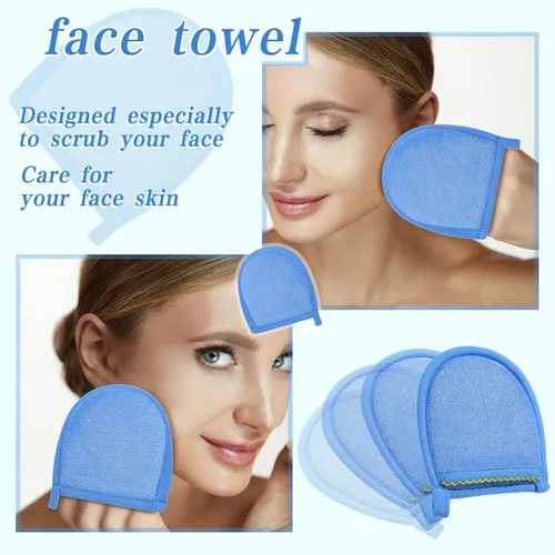 Miniatura 3 de Frienda 4 guantes exfoliantes faciales exfoliantes profundos para rostro y cuerpo, removedor de piel muerta, guantes exfoliantes de limpieza, baño