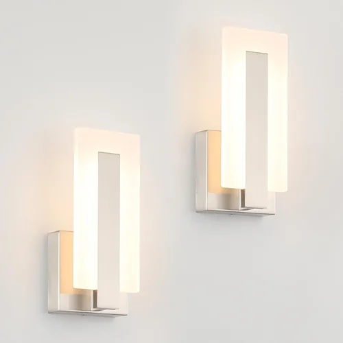 Miniatura 11 de Joosenhouse Modernos apliques LED de pared arriba y abajo, luz negra de 3000 K, luces de pared blancas cálidas, juego de 2, iluminación de pared