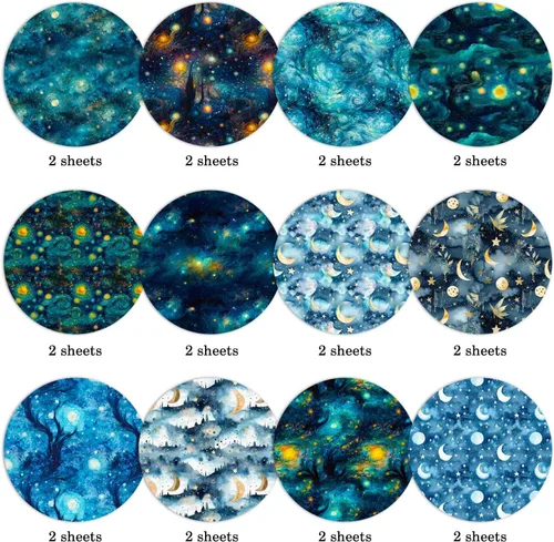 Miniatura 4 de Papel de álbum de recortes con patrón de galaxia, 11.8 x 11.8 in, paquete de cartulina especial para álbumes de recortes, blocs de papel