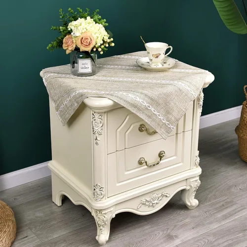 Miniatura 2 de NEWISHER Mantel cuadrado pequeño bordado rústico de 20 x 20 pulgadas, mantel de tela jacquard a rayas lavable para mesa de comedor para mesita