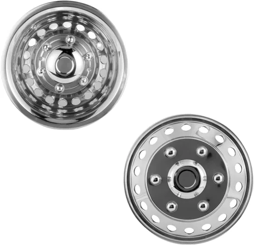 Miniatura 8 de Juego de simuladores de rueda de acero inoxidable pulido de 16 pulgadas para doble rueda, compatible con Dodge, Mercedes y Freightliner Sprinter Van