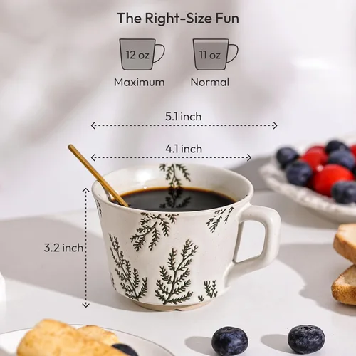 Miniatura 3 de Taza de Café de Cerámica, Taza de Té Única y Novedosa de 12 oz con Asa, Taza de Gres para Té Mocha Latte Cappuccino Espresso