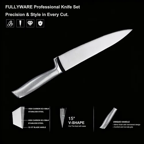 Miniatura 3 de Juego de 3 cuchillos de chef de acero inoxidable, cuchillos afilados Santoku Kitchen Knives, Japanese Cooking Knife, Ergonomic Non-Slip Handle