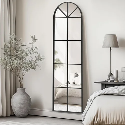 Miniatura 7 de Muzilife Espejo arqueado de longitud completa para ventana, espejo de cuerpo de ventana de 16 x 56 pulgadas con marco de metal, montado en la pared