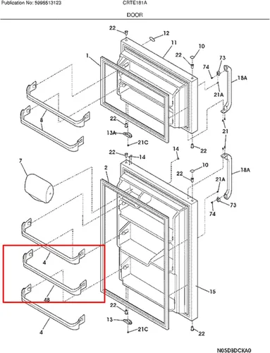 Miniatura 2 de Reemplazo de estante de puerta central para refrigerador Frigidaire FTMD18P4KW2 FFTR2021QS2 LFTR1814LWK FRT21C5AW6 FTMD18P4KW2 FFTR2021QW0
