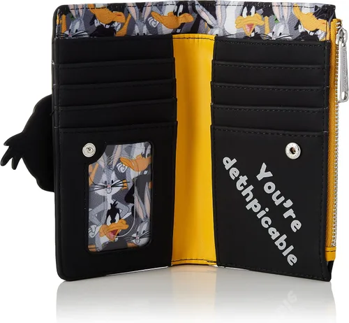 Miniatura 3 de Loungefly x Looney Tunes Daffy Duck - Cartera con solapa (negro, talla única), color negro