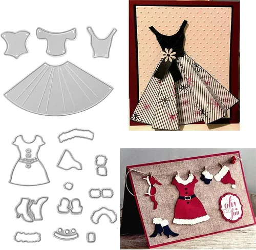 Troqueles de corte de metal para mujer, Navidad, Papá Noel, falda de vestido, plantillas en relieve, molde de plantilla para álbum de recortes,