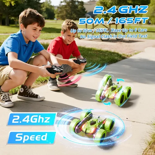 Miniatura 6 de Auto de control remoto – 4WD 360° Flip RC doble cara con barra de luz LED y batería modular USB-C, juguetes todoterreno para niños de 6 a 12 años