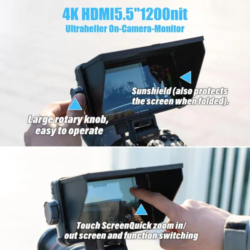 Miniatura 2 de VILTROX DC 550 Monitor de campo de cámara DSLR con pantalla táctil de 5.5 pulgadas FHD 1200nit 4K Video External Monitor for Sony Canon Nikon with