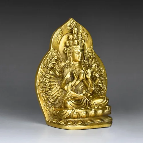 Miniatura 6 de Estatua de Buda, estatuas de Buda, diosa, meditación de Buda zen, bodhisattva de mil manos, Guan Yin, Buda sentado de 6.4 pulgadas (color: amarillo)