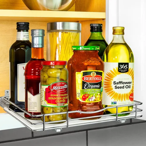 LYNK PROFESSIONAL® Organizador de especias extraíble para armarios de cocina interiores - 12-3/8 pulgadas de ancho - Cajón deslizante - Estante de