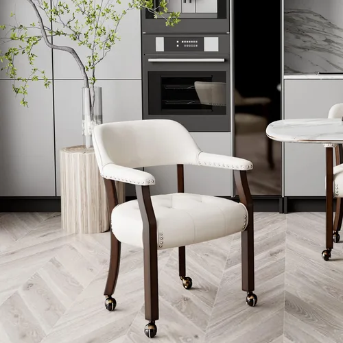 Miniatura 10 de Silla de comedor con ruedas, sillas de capitán con rodillos, juegos de dinette, sillas de póquer con ruedas, mesa de cocina, sillas rodantes, silla