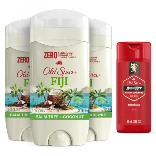 Old Spice Desodorante sin aluminio para hombres, frescura de larga duración 24/7, protección contra el sudor y el olor 24/7, desodorante Fiji con