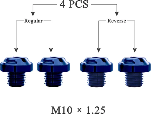 Miniatura 2 de 4 tapones para agujeros de espejo azul para motocicleta, 2 regulares+2 reversas M10x1.25 (azul, M10> 2 regulares + 2 reverso)