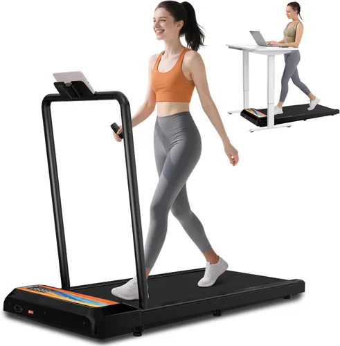 Miniatura 9 de Caminadora 3 en 1 para usar debajo del escritorio para oficina en casa con motor de 2.5 HP/4.0 MPH/45 dB, almohadilla para caminar con mango de Negro