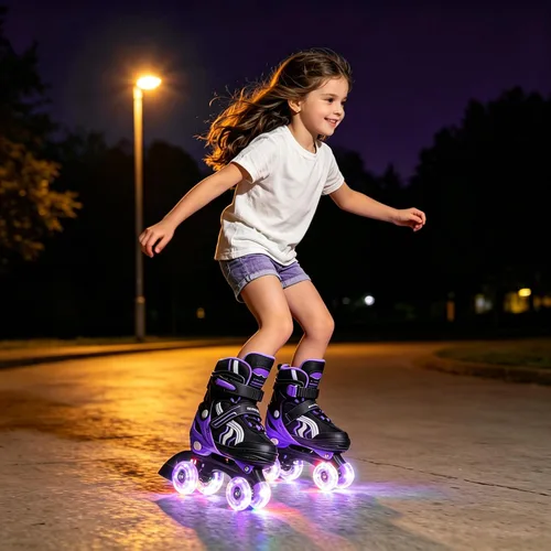 Miniatura 6 de Patines ajustables para niños y niñas, con todas las ruedas iluminadas de 5 a 8 años y 8 a 12 años, para principiantes en deportes al aire libre e