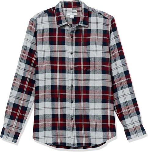 Miniatura 60 de Amazon Essentials Camisas de franela de manga larga para hombre, corte ajustado, a cuadros con botones