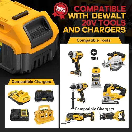 Miniatura 6 de Batería de repuesto compatible con Dewalt 20V Max con baterías de alta capacidad, herramientas eléctricas inalámbricas, baterías de 20 voltios