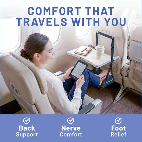 Miniatura 2 de BASIC CONCEPTS Hamaca de pie de avión para artículos esenciales de viaje en avión, artículos esenciales para viajes en avión, reposapiés de vuelo