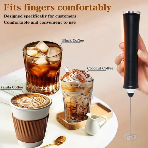Miniatura 4 de Espumador de leche recargable de mano para café, varita espumadora de 3 velocidades con soporte, Batidora De Mano Electrica, Espumador de café con 2