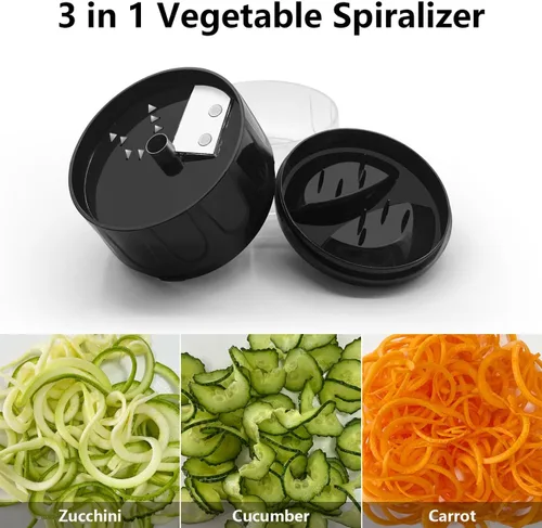 Miniatura 4 de Rebanador cortador en espiral de verduras 3 en 1, fabricante ajustable de fideos de calabacín y zanahoria, cortador en espiral de pepino