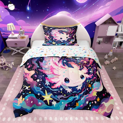 Miniatura 19 de Feelyou Juego de edredón de murciélago para niñas y niños, tamaño individual, edredón de Halloween decorativo en blanco y negro, juego de ropa