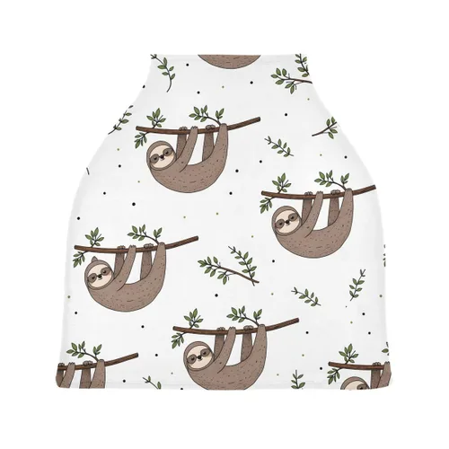 Miniatura 2 de Funda de lactancia, bufanda de lactancia, lindo Doodle Sloth fundas de asiento de coche para bebés bebés, funda para cochecito, toldo para asiento