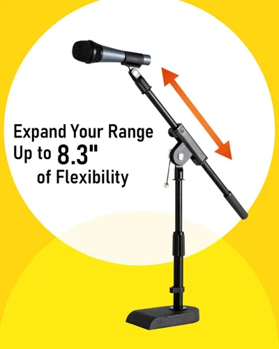 Miniatura 3 de Stage Rocker Soporte para Micrófono Ajustable de Bajo Perfil - Bombo/Tambores/Bajo (Kick)/Mesa, Altura Ajustable, Brazo de Boom Telescópico