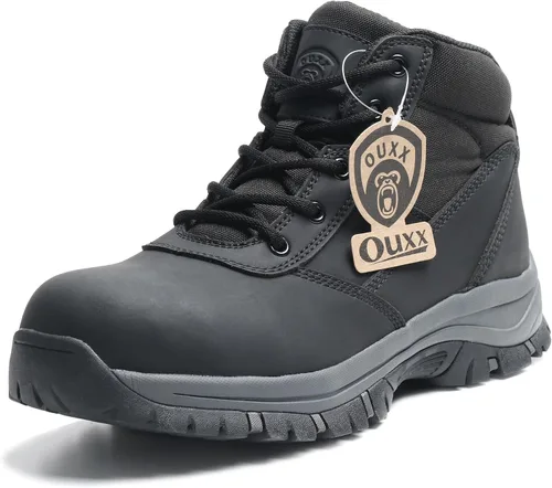 Miniatura 9 de Botas de trabajo para hombre, con puntera de acero deslizante, de cuero, impermeables, antideslizantes, a prueba de pinchazos, antiestáticas