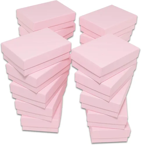 Miniatura 63 de TheDisplayGuys - Paquete de 25 cajas de cartón rellenas de algodón #33 para joyas, color rojo mate (3.5 x 3.5 x 1.0 pulgadas), para envío