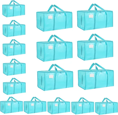 Miniatura 30 de Paquete de 4 bolsas de mudanza extra grandes y resistentes, bolsas de almacenamiento impermeables con asas y cremalleras, plegables para dormitorio