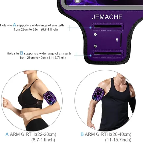 Miniatura 5 de Brazalete para Galaxy S10 S9 S8, JEMACHE Gym Running Ejercicios Entrenamientos Teléfono Banda para Samsung Galaxy S10/S9/S8/S7 Edge (morado)