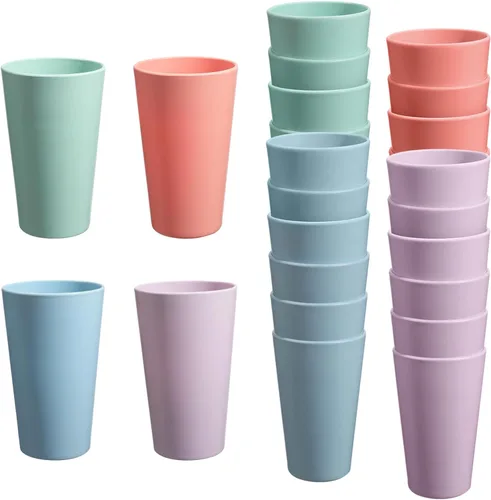 Miniatura 19 de Juego de 24 vasos de plástico irrompibles, vasos de plástico reutilizables de 20 onzas, vasos de agua apilables, vaso para beber para cocina