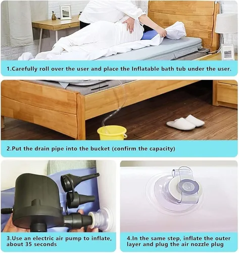 Miniatura 4 de Kit de lavabo inflable para bañera y ducha para ancianos, sistemas inflables de lavabo de PVC con bolsa de agua y bomba de aire eléctrica, bañera