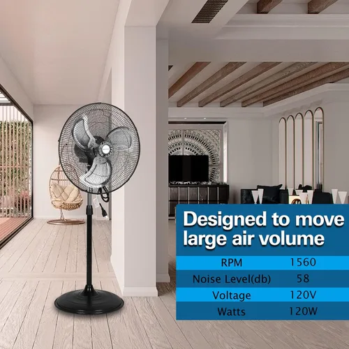 Miniatura 3 de BILT HARD 3850 CFM Ventilador oscilante de pedestal de alta velocidad de 18 pulgadas, ventilador de pie industrial de 3 velocidades con aspas