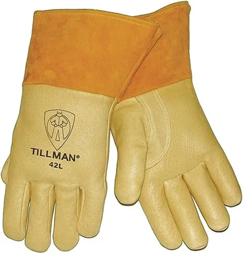 Miniatura 5 de John Tillman - Guantes de soldador MIG de alta calidad con forro de espuma de cerdo marrón extra grande, con pulgar recto, puño de 4 pulgadas