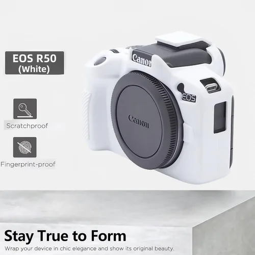 Miniatura 4 de EOS R50 - Funda protectora de silicona suave para cámara Canon EOS R50 EOSR50 Vlogging Camer, viene con 2 protectores de pantalla y 1 correa
