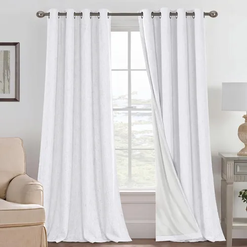 Miniatura 109 de H.VERSAILTEX Cortinas opacas de lino de 72 pulgadas de largo, 100% absolutamente opacas, con aislamiento térmico, con textura de lino, cortinas